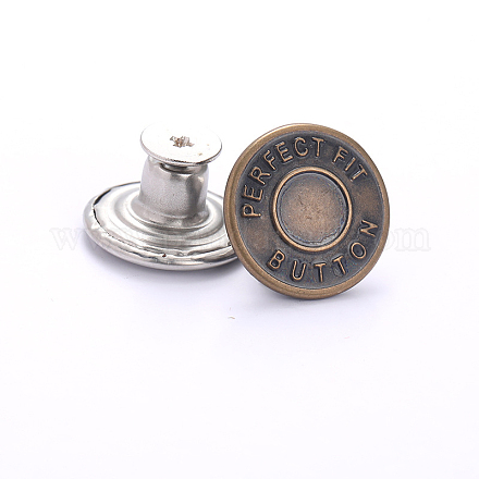 ジーンズ用合金ボタンピン  航海ボタン  服飾材料  単語の丸  アンティークブロンズ  17mm PURS-PW0009-01J-01AB-1