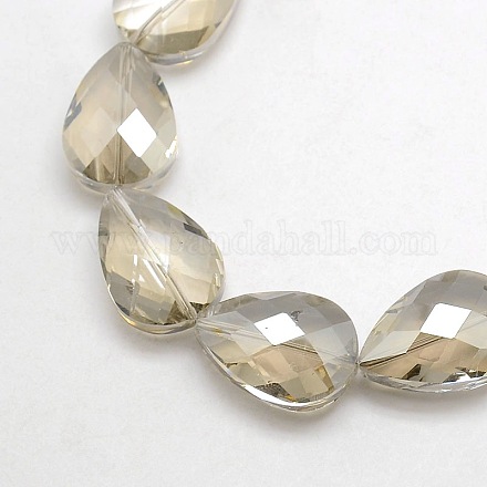 Galvanik Kristallglas Teardrop Perlen Stränge EGLA-F067B-01-1