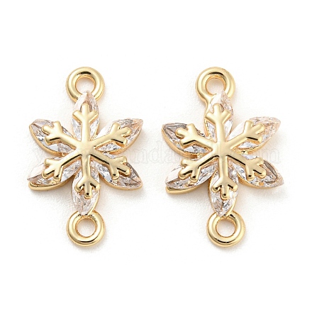 Brass Pave Clear Cubic Zirconia Connector Charms KK-Q789-10G-1
