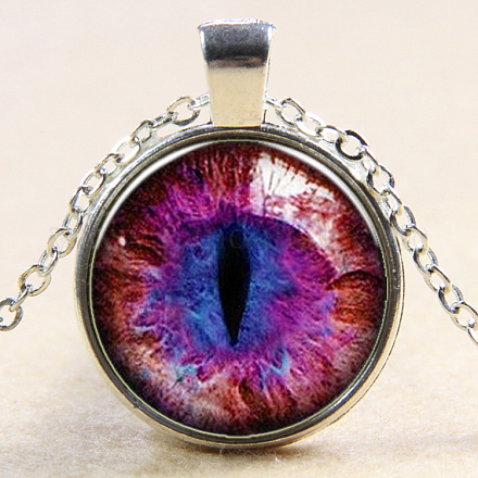 Collares pendientes de cristal con forma de ojo de dragón NJEW-N0051-007P-02-1