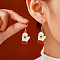 Christmas Theme Brass Glove Dangle Earrings, Golden, 42x16mm