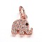 Brass Micro Pave Cubic Zirconia Pendants, Cadmium Free & Lead Free, Elephant, Rose Gold, 8x7.5x2mm, Hole: 3mm