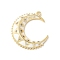 Brass Micro Pave Cubic Zirconia Pendants, Moon, with Enamel, Rack Plating, Long-Lasting Plated, Cadmium Free & Lead Free, Real 18K Gold Plated, 31.5x27.5x5mm, Hole: 1.7mm