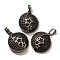 Natural Lava Rock Pendants, with Brass Findings, Flat Round, 26.5x23x9mm, Hole: 8x5mm