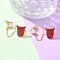 Brass Micro Pave Cubic Zirconia Stud Earrings, with Plastic Beads, Golden, Left and Right, cup, 55x7~14mm