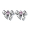 Brass Charms, with Glass, Bowknot, Real Platinum Plated, Plum, 13x14x3mm, Hole: 1.4mm