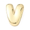 Brass Initial Beads, Real 18K Gold Plated, Long-Lasting Plated, Rack Plating, Lead Free & Cadmium Free, Letter V, 21.5x17.5x7mm, Hole: 8.5x3.5mm