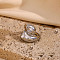 Fashionable 304 Stainless Steel Cubic Zirconia Finger Rings, Snake, Special-Interest, for Women, Silver, 22.7x26mm, US Size 8(18.1mm)