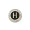 Letter Enamel Pins, Alloy Brooches for Backpack Clothes, with Clear Cubic Zirconia , Letter H, 17.8x17mm