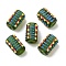 Handmade Lampwork Enamel Beads, Hand Drawn Beads, Bumpy Column, Light Green, 18.5~19.5x13~15.5mm, Hole: 2mm