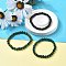 3Pcs 3 Style Natural African Turquoise(Jasper) & Black Agate Round Beaded Stretch Bracelets Set, Gemstone Stackable Bracelets for Woman, Wide: 6mm, 7-1/4~7-1/2 inch(18.5~19cm), 1Pc/style