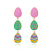 Zinc Alloy Enamel Dangle Stud Earrings, Egg, Colorful, 62x13mm