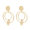 Brass Ear Studs, Round, Real 18K Gold Plated, 55x33.5mm