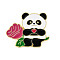 Newly-married Theme Enamel Pins, Alloy Brooches for Backpack Clothes, Panda with Rose, 24x30mm