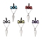 Cylinder Seed Beaded Eye Pendants, with Alloy Triangle Pendants and 304 Stainless Steel Linking Ring, Mixed Color, 42x18.5x6.5mm, Hole: 2mm