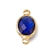 Transparent K9 Glass Connector Charms, with Golden Plated Brass Findings, Faceted, Oval Links, Sapphire, 16.5x8.5x4mm, Hole: 1.8mm