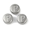 Anti-Tarnish 304 Stainless Steel Beads, Flat Round with Letter, Stainless Steel Color, Letter P, 7x3.8mm, Hole: 1.8mm