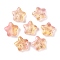 Transparent Spray Painted Frosted Glass Beads, with Glitter Power, Star, Moccasin, 8x8x4mm, Hole: 1mm