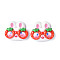 Opaque Resin Cabochons, Animal with Strawberry Glasses, Rabbit Pattern, 24x28.5x8mm