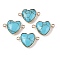 Synthetic Turquoise Love Heart Pendants, Brass Heart Charms, Golden, 15.5x23x6mm, Hole: 1.8~2mm