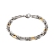 201 Stainless Steel Byzantine Chain Bracelets, with 304 Stainless Steel Clasps, Golden & Stainless Steel Color, 8-5/8 inch(22cm)