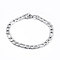 1Pc 304 Stainless Steel Bracelets, Figaro Chains, with Lobster Clasp, Stainless Steel Color, 7-7/8 inch(20cm), 6mm