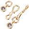 10Pcs Brass Pave Clear Cubic Zirconia Hook and S-Hook Clasps, with Jump Rings, Nickel Free, Real 18K Gold Plated, Hook: 13.5x4.5x1.5mm, Hole: 1.2mm, Inner Diameter: 2.5mm, Charms: 6.5x4x2mm, Hole: 1mm