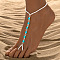 Luminous Resin Round Beaded with Glass Seed Beaded Anklets, Deep Sky Blue, 8-5/8 inch(220mm)