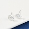 925 Sterling Silver Stud Earrings, Rose, Silver, 10x6.5mm