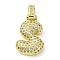 Brass Micro Pave Clear Cubic Zirconia Pendants, Real 18K Gold Plated, Letter S, 29.5mm, Hole: 4.8x3.5mm, Pendant: 23.5x15.5x5mm