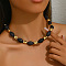 Alloy & Plastic Oval Beaded Necklaces, Golden, Coffee, 17.52 inch(44.5cm)
