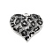 Brass Micro Pave Clear Cubic Zirconia Pendants, Heart Charms, with Enamel Leopard Print, Rack Plating, Long-Lasting Plated, Lead Free & Cadmium Free, Platinum, 22.5x24.5x4mm, Hole: 1.8mm