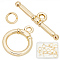 10Pcs Brass Toggle Clasps, Long-Lasting Plated, Ring, Real 18K Gold Plated, Ring: 15x12x2mm, Hole: 1.6mm, Bar: 5.5x20x2mm, Hole: 1.6mm