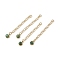 Ion Plating(IP) 316 Surgical Stainless Steel Curb Chain Extender with Natural African Turquoise(Jasper) Round Charm, Golden, 53.5mm, Hole: 2.5mm