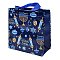 Hanukkah Theme Non-Woven Reusable Folding Gift Bags with Handle, Portable Waterproof Shopping Bag for Gift Wrapping, Rectangle, Dark Blue, 23x21.5x11cm