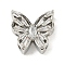 Brass Micro Pave Clear Cubic Zirconia Beads, Butterfly, Platinum, 16x17x6.5mm, Hole: 1.8mm