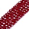 Electroplate Glass Beads Strands, Pearl Luster Plated, Faceted, Rondelle, Dark Red, 3.5~3.8x3mm, Hole: 0.4mm, about 105~110pcs/strand, 29~31cm