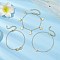 3Pcs 3 Styles Brass Cable Chains Link Charm Bracelets for Women, with 304 Stainless Steel Charm, Mixed Shapes, 6-7/8 inch(17.5cm)