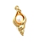 Brass & ABS Imitation Pearl Pendants, Spiral Shell Shape Charms with Jump Rings, Lead Free & Cadmium Free, Rack Plating, Real 18K Gold Plated, 21.5x9.5x7.5mm, Hole: 3.3mm