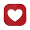 Printed Opeque Acrylic Pendants, Square with Heart, Red, 34.5x34.5x2.5mm, Hole: 1.5mm