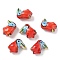 Handmade Porcelain Beads, Bird, Famille Rose Porcelain, Red, 19.5~20.5x16~19x11~11.5mm, Hole: 1.8mm