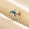 Teardrop Synthetic Turquoise Finger Rings, 304 Stainless Steel Cuff Ring for Unisex, Inner Diameter: 17mm