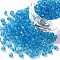 Glass Seed Beads, Transparent, Round, Sky Blue, 6/0, 4mm, Hole: 1.5mm, about 300 beads/30g