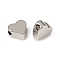 Brass Beads, Heart, Long-Lasting Plated, Platinum, 6.5x6.5x3mm, Hole: 1.5mm