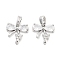 Brass Micro Pave Cubic Zirconia Pendants, Platinum, Bowknot, Clear, 13x13x3.5mm, Hole: 5x3mm