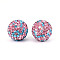 Polymer Clay Pave Rhinestone Beads, Disco Ball Beads, Round, Light Rose, 16mm, Hole: 1.6~2mm