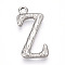 304 Stainless Steel Pendants, Letter Charms, Letter Z, 22.5x11x3mm, Hole: 1.6mm