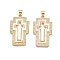 Brass Micro Pave Clear Cubic Zirconia Pendants, with Shell, Cross Charms, Real 18K Gold Plated, 33x19x3mm, Hole: 5x3.5mm