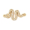 Brass Micro Pave Clear Cubic Zirconia Connector Charms, Snake, Cadmium Free & Lead Free, Long-Lasting Plated, Rack Plating, Real 18K Gold Plated, 18.5x10x1.5mm, Hole: 0.8mm
