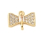 Brass Micro Pave Cubic Zirconia Connector Charms, Bowknot, Real 18K Gold Plated, 9x12x3mm, Hole: 1.2mm